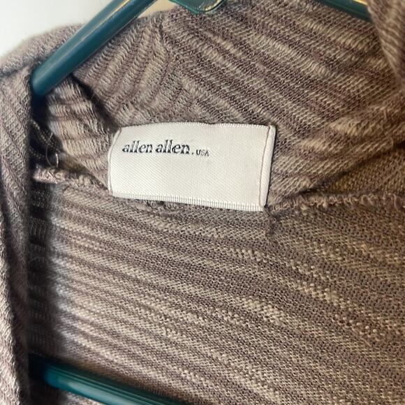 ALLEN ALLEN USA Brown / Tan Knit Cotton Blend Waterfall Open Front Cardigan O/S - Picture 2 of 6
